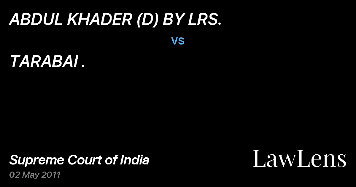 Preview image for ABDUL KHADER (D) BY LRS. vs. TARABAI .