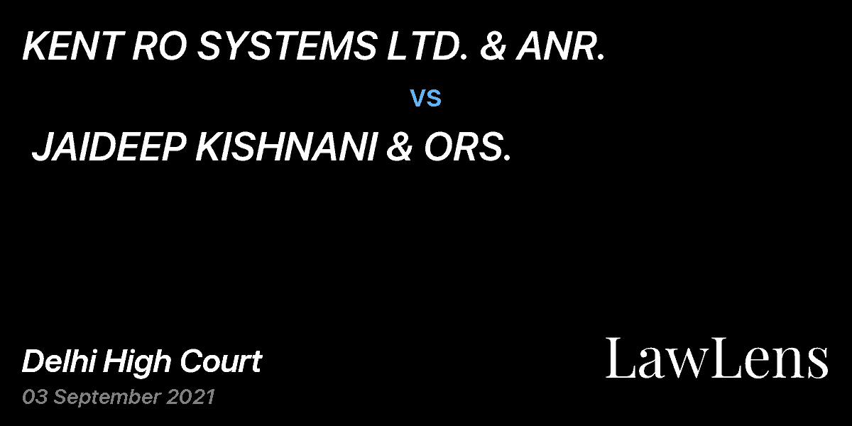 Preview image for KENT RO SYSTEMS LTD. & ANR.  vs.  JAIDEEP KISHNANI & ORS.