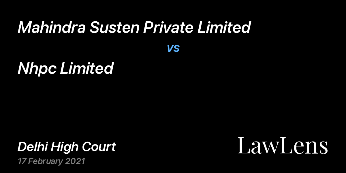 Preview image for Mahindra Susten Private Limited vs. Nhpc Limited