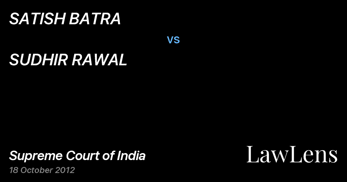 Preview image for SATISH BATRA vs. SUDHIR RAWAL