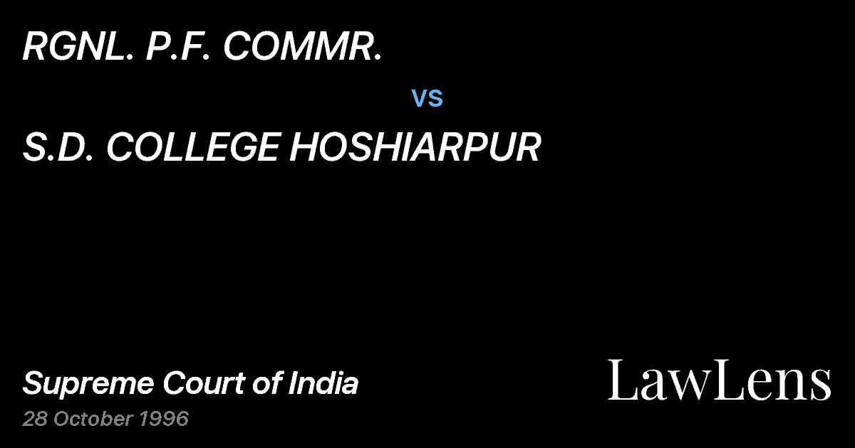 Preview image for RGNL. P.F. COMMR. vs. S.D. COLLEGE HOSHIARPUR