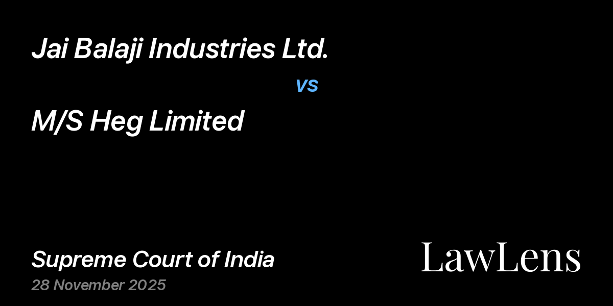 Preview image for Jai Balaji Industries Ltd. vs. M/S Heg Limited