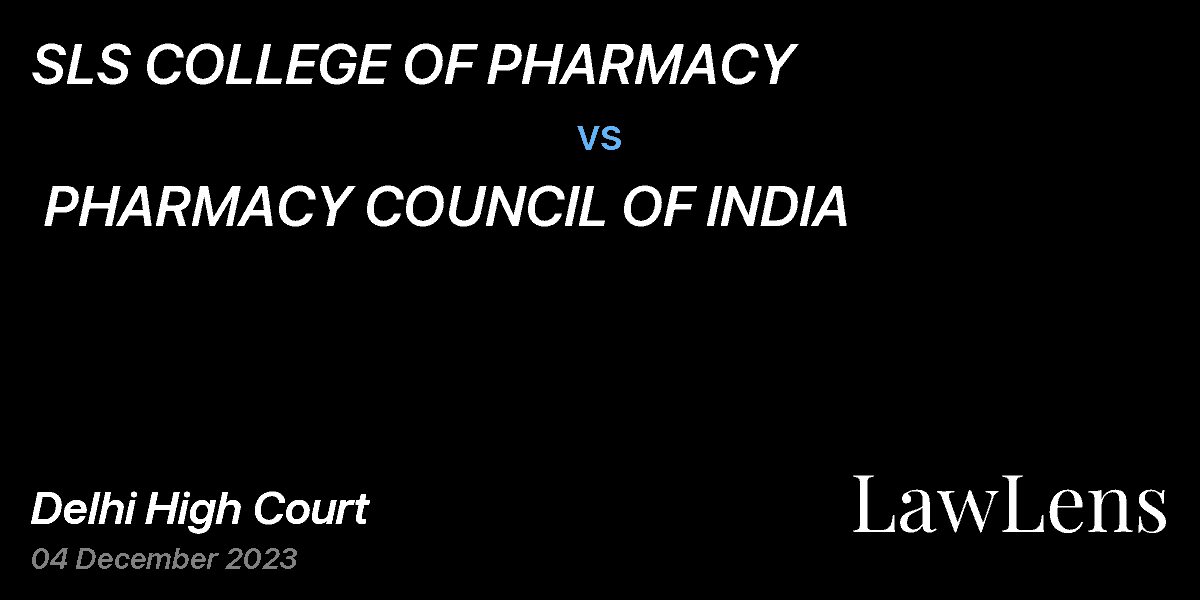 Preview image for SLS COLLEGE OF PHARMACY vs. PHARMACY COUNCIL OF INDIA