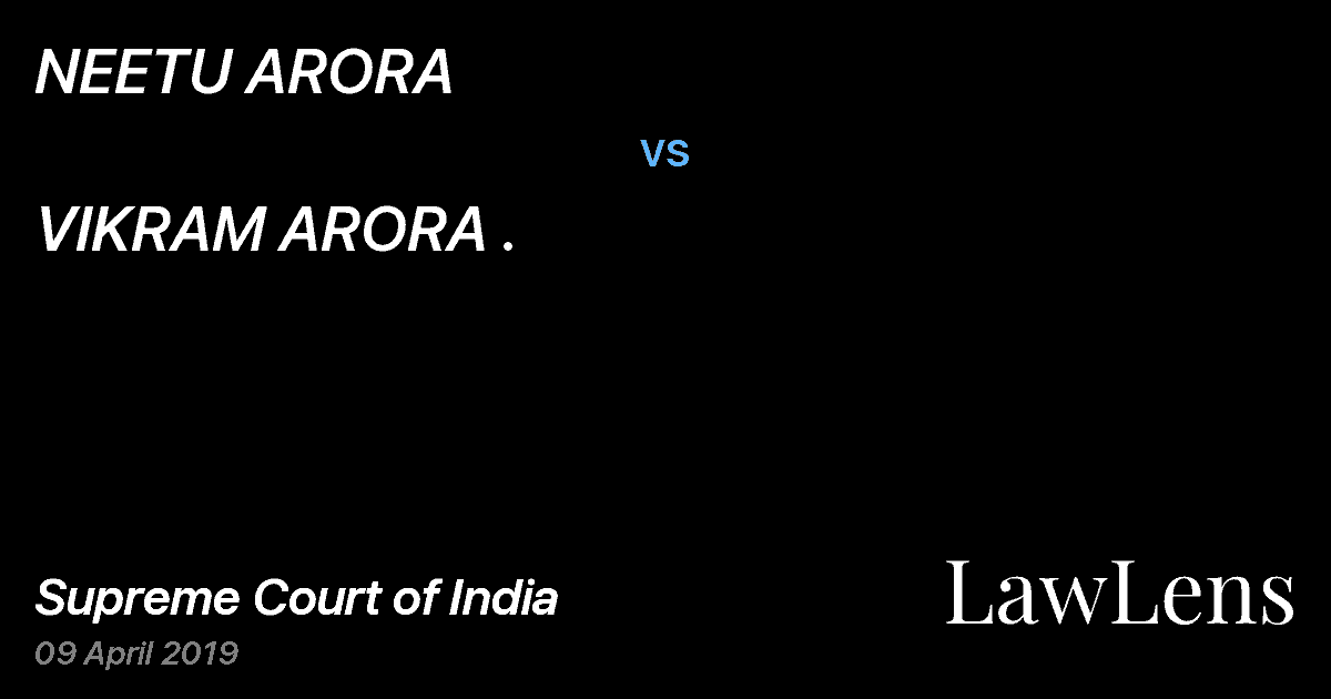 Preview image for NEETU ARORA vs. VIKRAM ARORA .