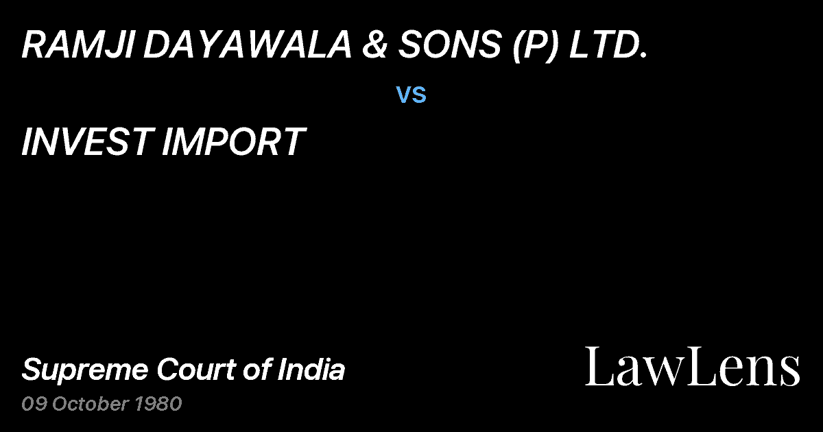 Preview image for RAMJI DAYAWALA & SONS (P) LTD. vs. INVEST IMPORT