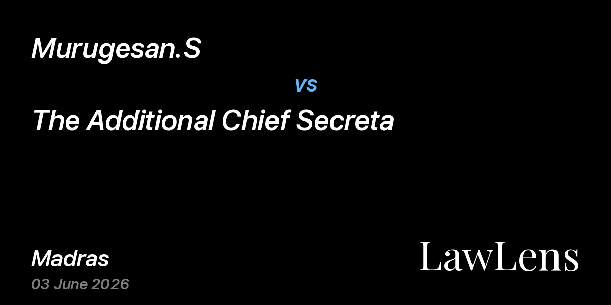 Preview image for Murugesan.S vs. The Additional Chief Secreta