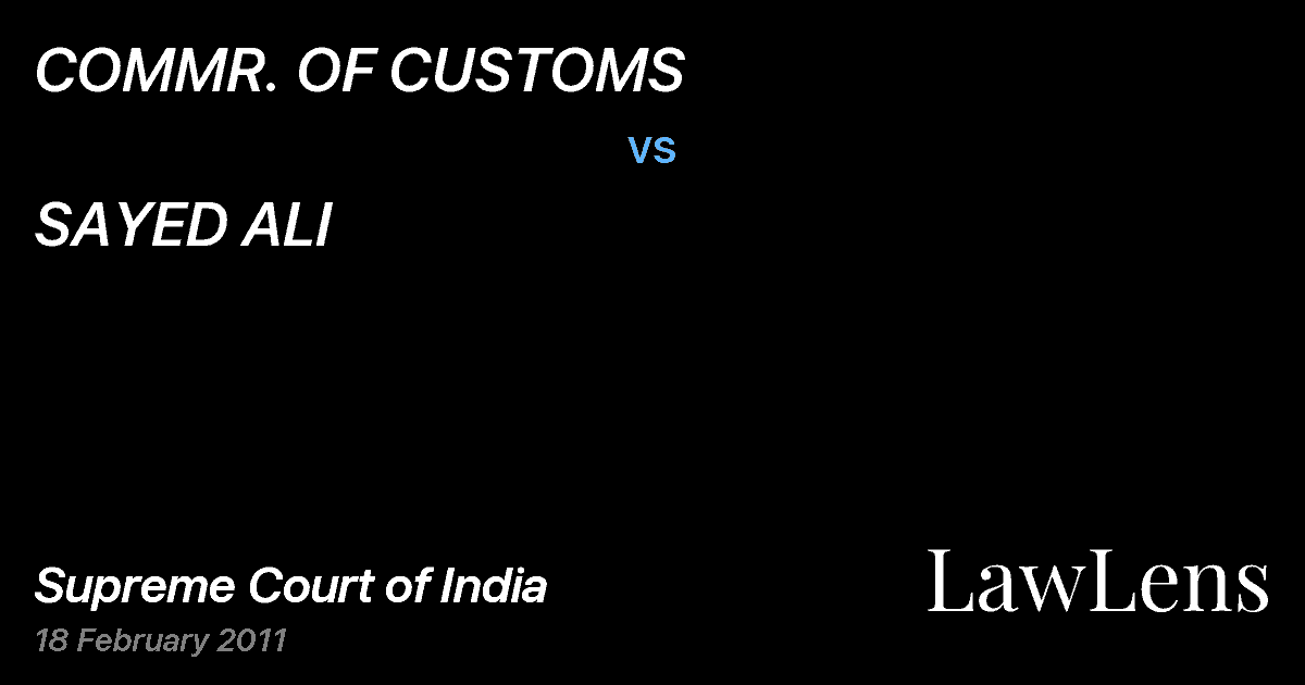 Preview image for COMMR. OF CUSTOMS vs. SAYED ALI