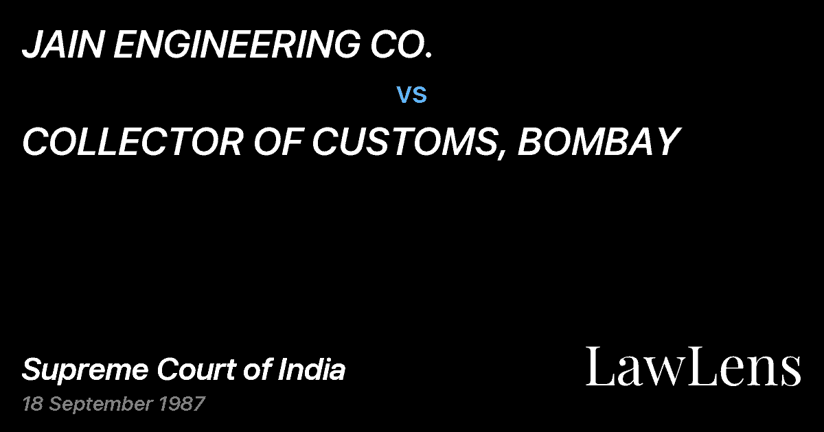 Preview image for JAIN ENGINEERING CO. vs. COLLECTOR OF CUSTOMS, BOMBAY
