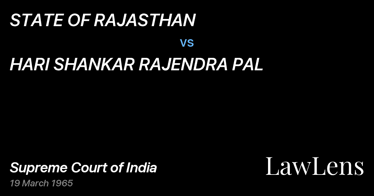 Preview image for STATE OF RAJASTHAN vs. HARI SHANKAR RAJENDRA PAL