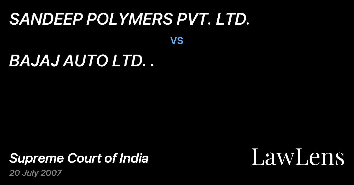 Preview image for SANDEEP POLYMERS PVT. LTD. vs. BAJAJ AUTO LTD. .