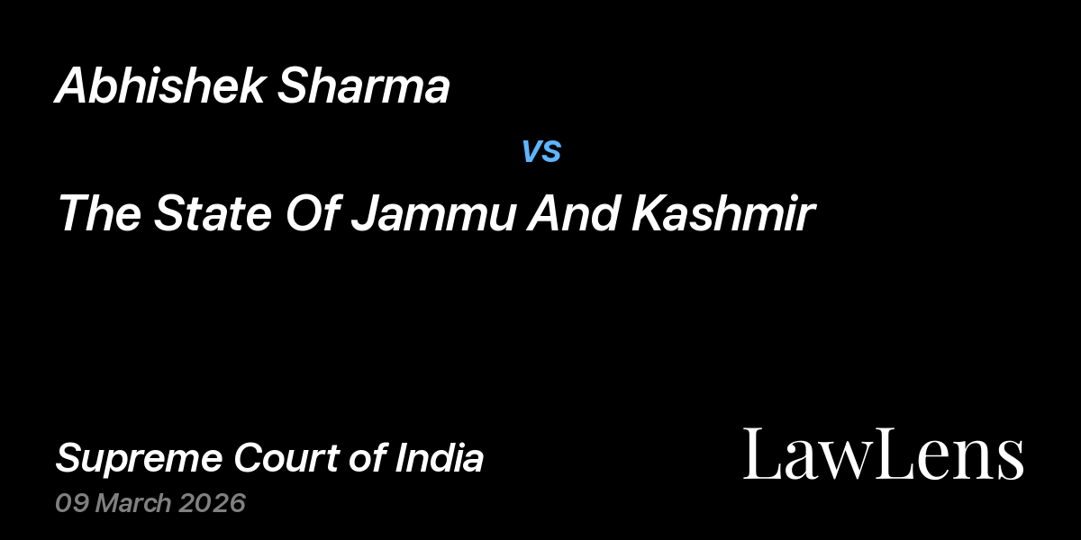 Preview image for Abhishek Sharma vs. The State Of Jammu And Kashmir