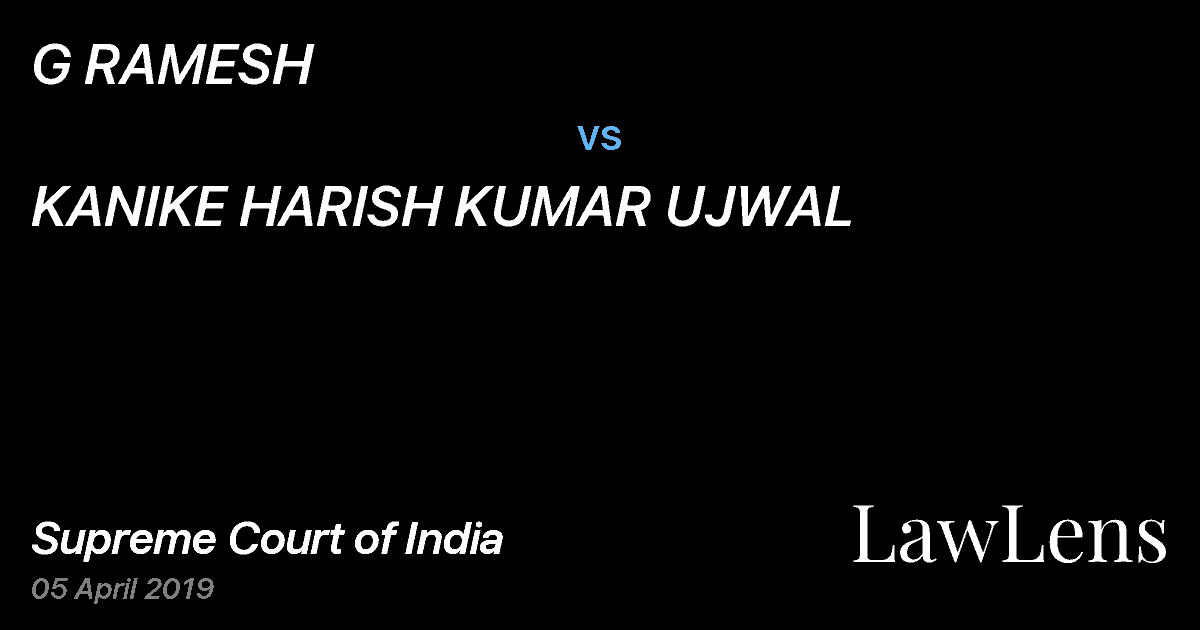 Preview image for G RAMESH vs. KANIKE HARISH KUMAR UJWAL