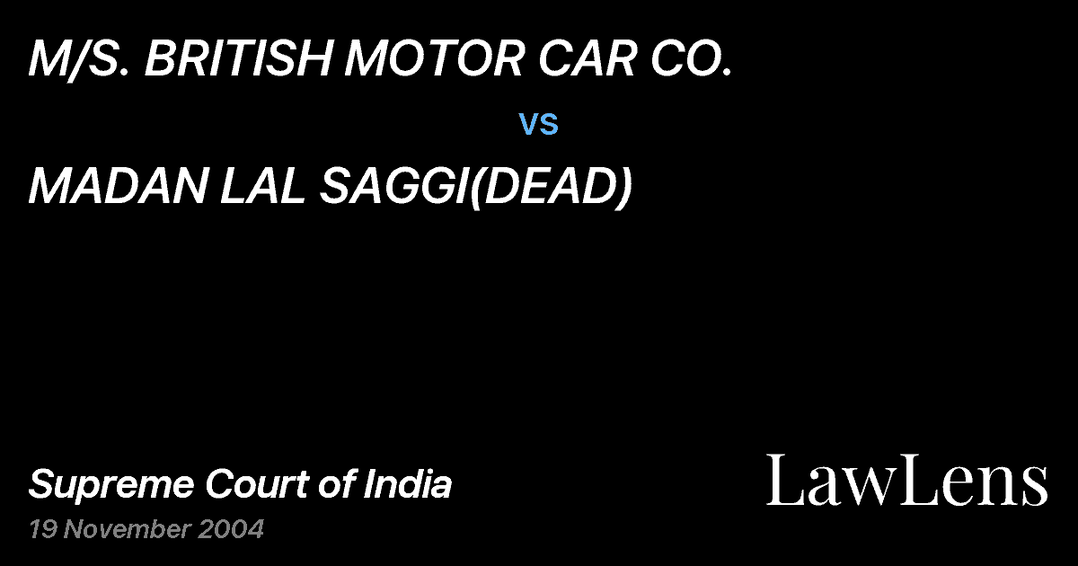 Preview image for M/S. BRITISH MOTOR CAR CO. vs. MADAN LAL SAGGI(DEAD)