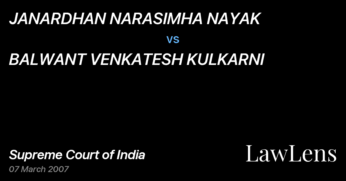 Preview image for JANARDHAN NARASIMHA NAYAK vs. BALWANT VENKATESH KULKARNI