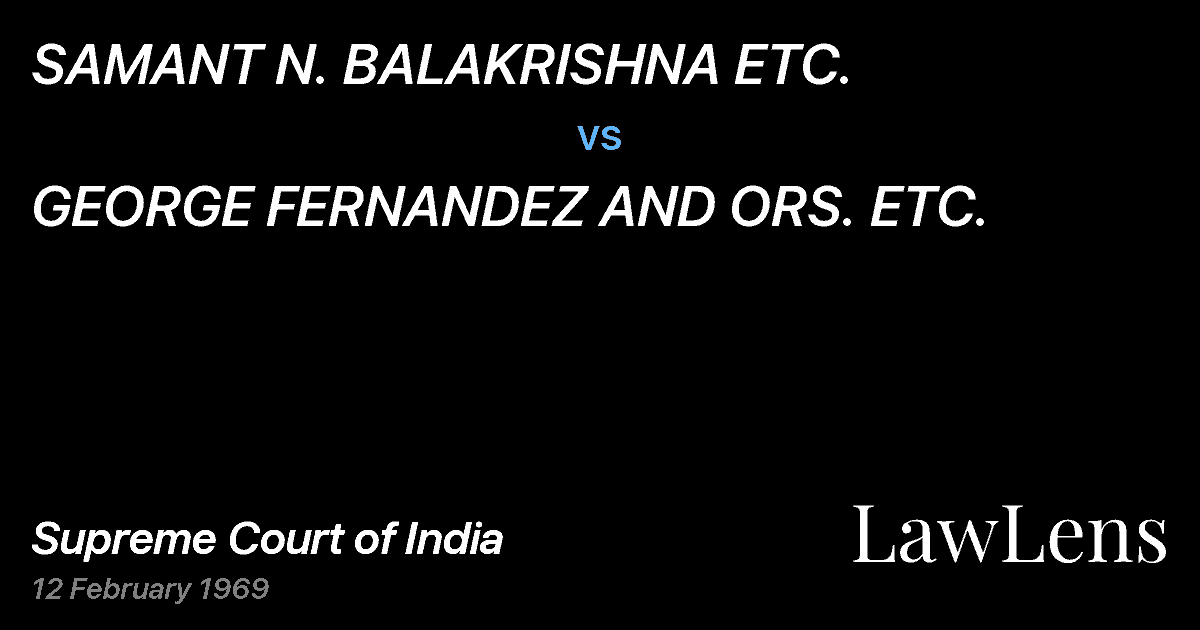 Preview image for SAMANT N. BALAKRISHNA ETC. vs. GEORGE FERNANDEZ AND ORS. ETC.