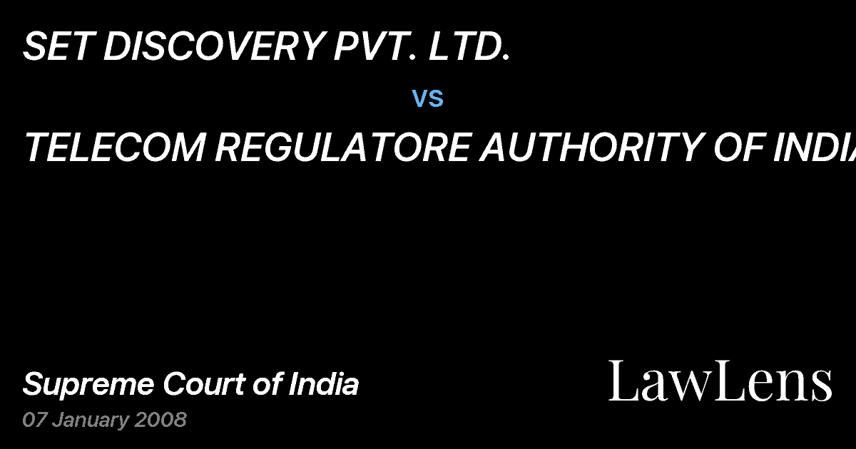 Preview image for SET DISCOVERY PVT. LTD. vs. TELECOM REGULATORE AUTHORITY OF INDIA