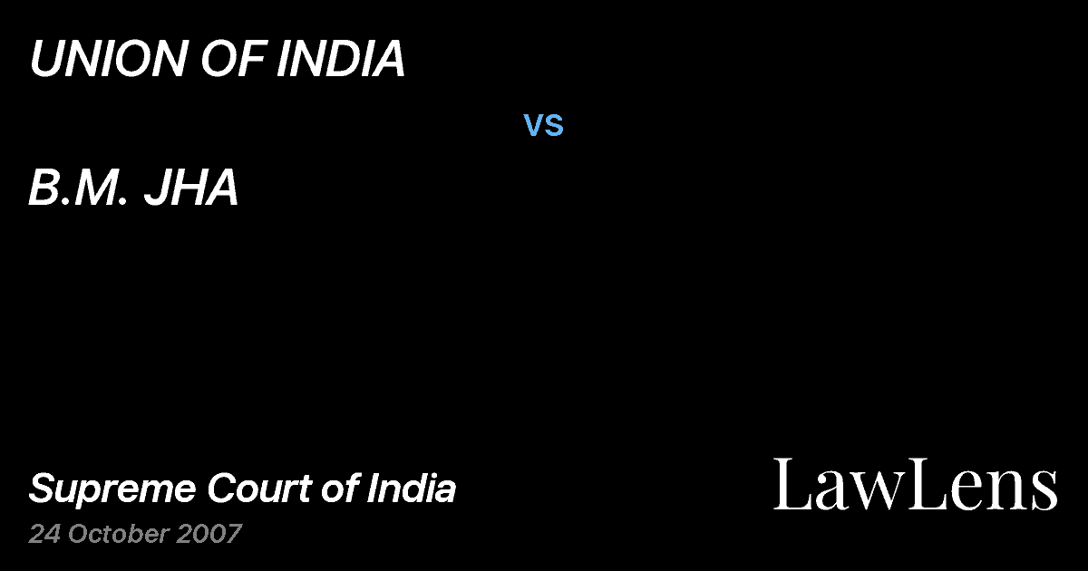 Preview image for UNION OF INDIA vs. B.M. JHA
