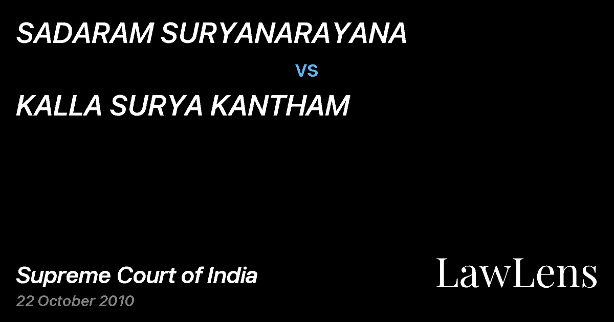 Preview image for SADARAM SURYANARAYANA vs. KALLA SURYA KANTHAM
