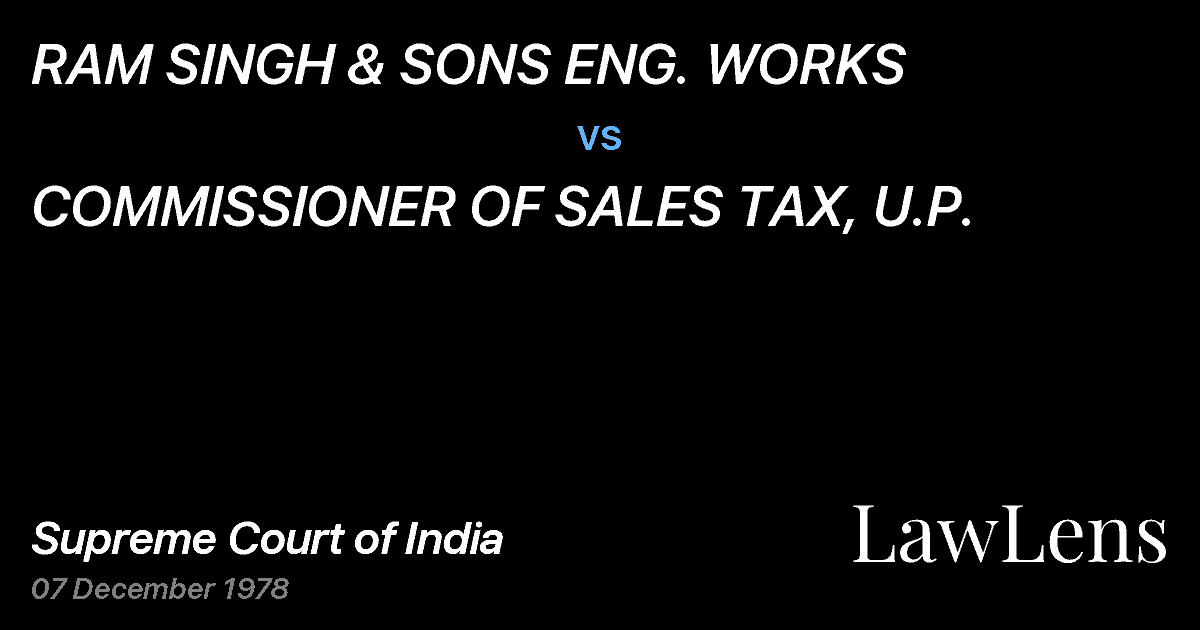 Preview image for RAM SINGH & SONS ENG. WORKS vs. COMMISSIONER OF SALES TAX, U.P.