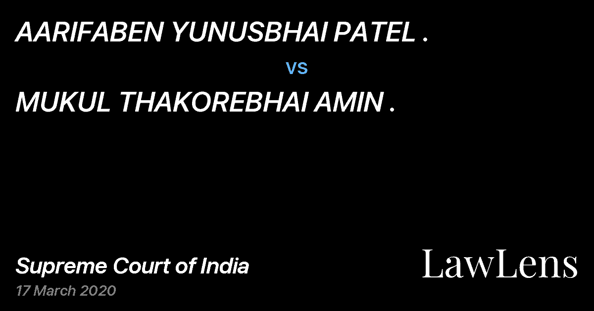 Preview image for AARIFABEN YUNUSBHAI PATEL . vs. MUKUL THAKOREBHAI AMIN .