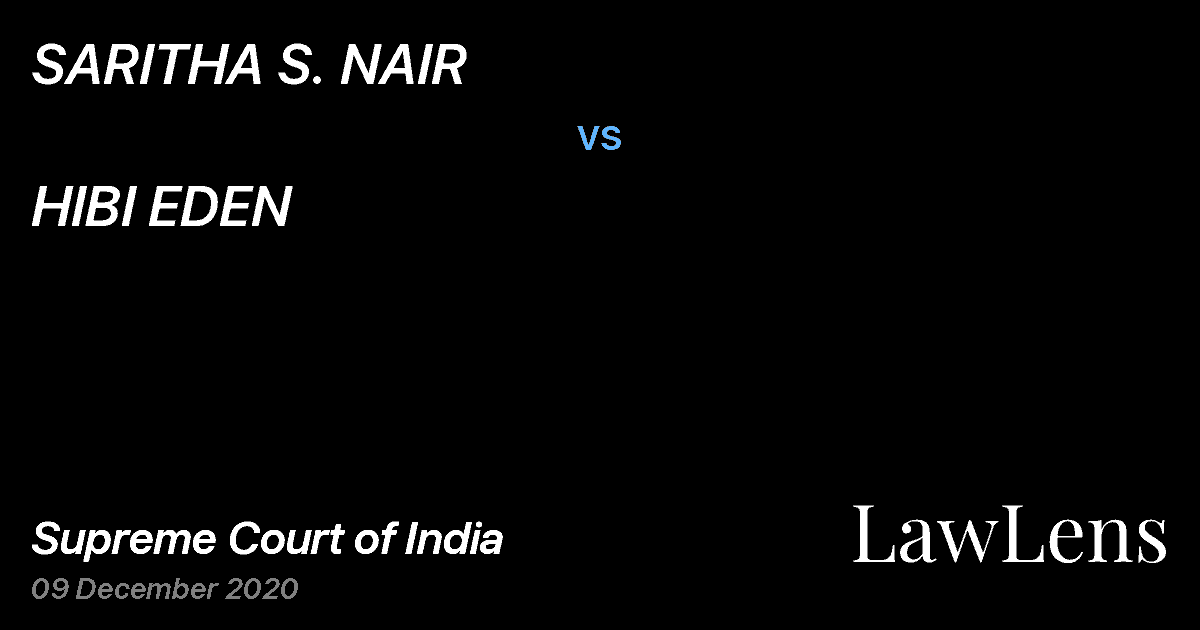 Preview image for SARITHA S. NAIR vs. HIBI EDEN