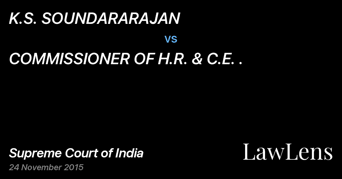 Preview image for K.S. SOUNDARARAJAN vs. COMMISSIONER OF H.R. & C.E. .