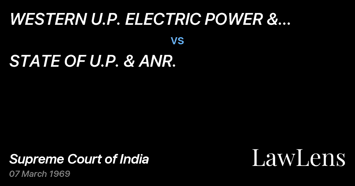 Preview image for WESTERN U.P. ELECTRIC POWER & SUPPLYCOMPANY LTD. vs. STATE OF U.P. & ANR.