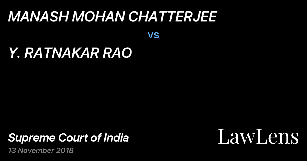Preview image for MANASH MOHAN CHATTERJEE vs. Y. RATNAKAR RAO