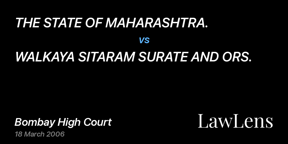 Preview image for THE STATE OF MAHARASHTRA. vs. WALKAYA SITARAM SURATE AND ORS.