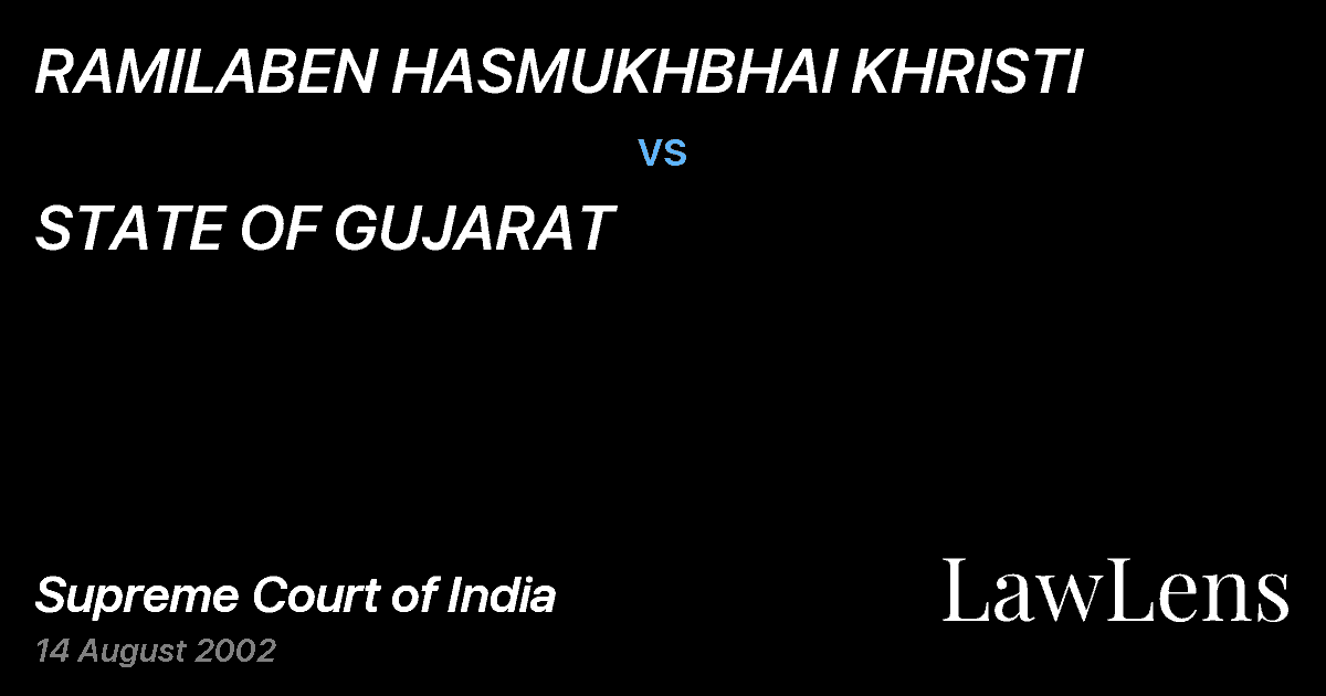 Preview image for RAMILABEN HASMUKHBHAI KHRISTI vs. STATE OF GUJARAT