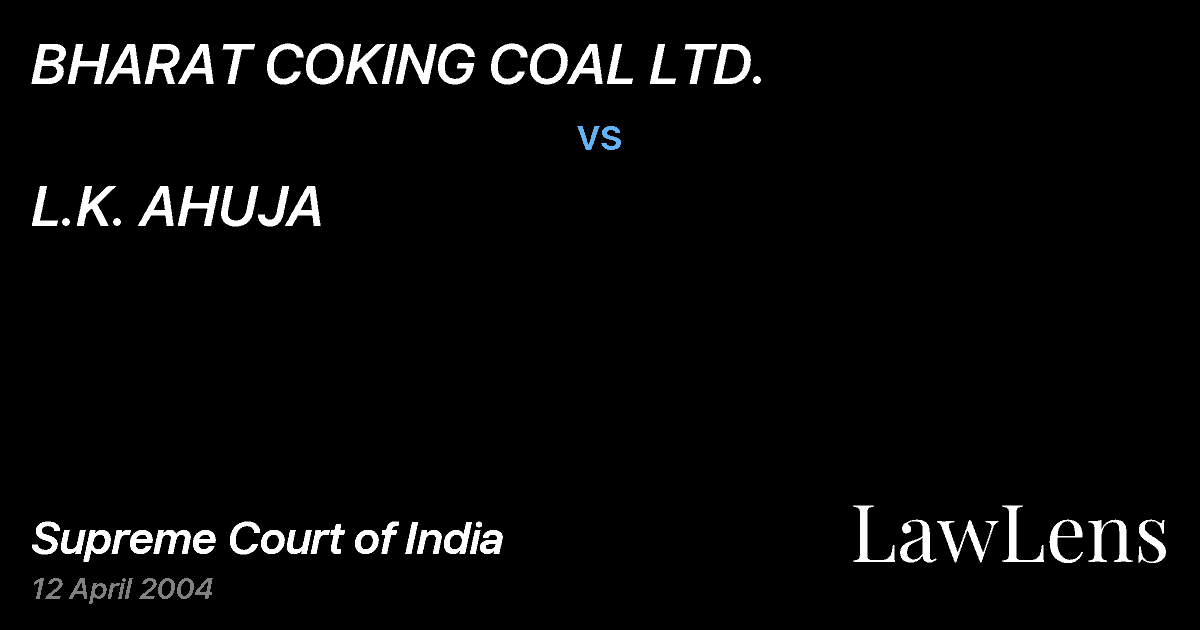Preview image for BHARAT COKING COAL LTD. vs. L.K. AHUJA