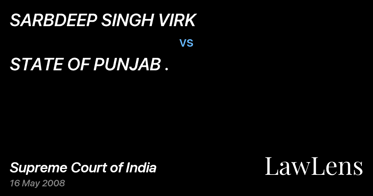 Preview image for SARBDEEP SINGH VIRK vs. STATE OF PUNJAB .