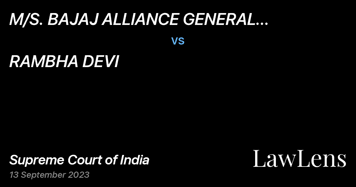 Preview image for M/S. BAJAJ ALLIANCE GENERAL INSURANCE CO.LTD. vs. RAMBHA DEVI