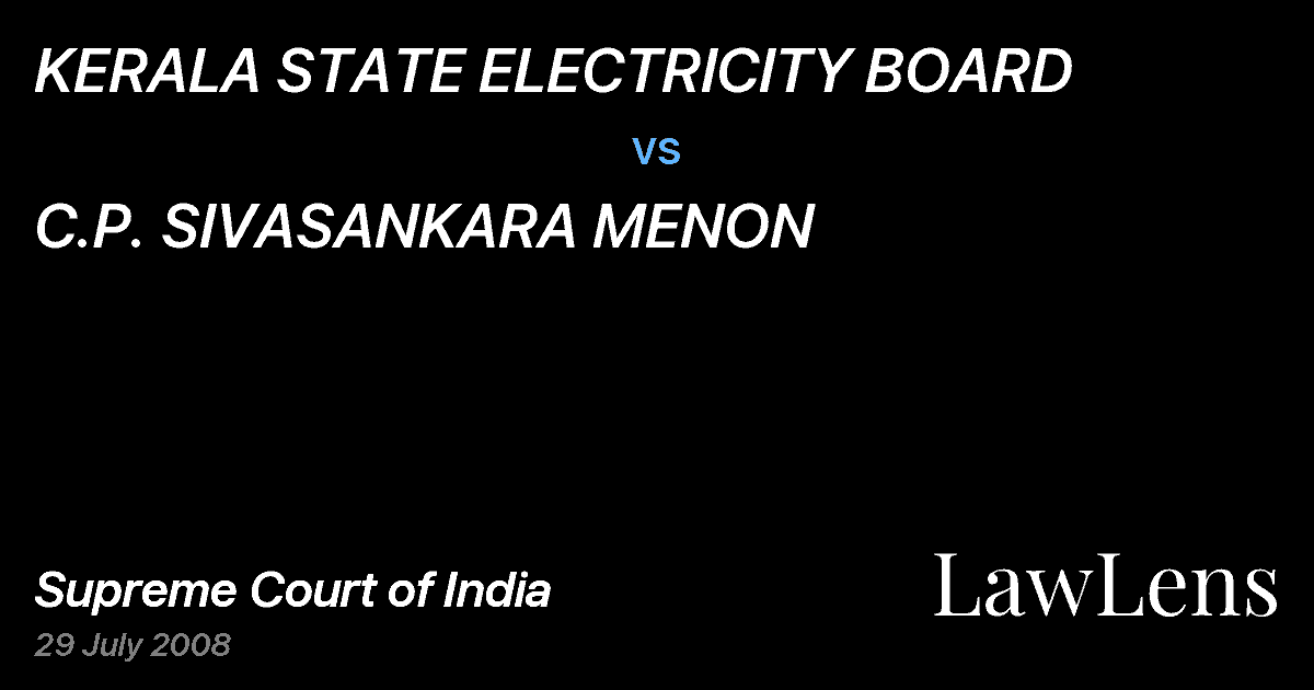 Preview image for KERALA STATE ELECTRICITY BOARD vs. C.P. SIVASANKARA MENON