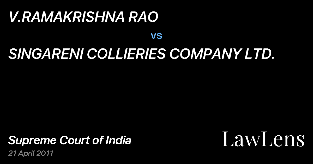 Preview image for V.RAMAKRISHNA RAO vs. SINGARENI COLLIERIES COMPANY LTD.