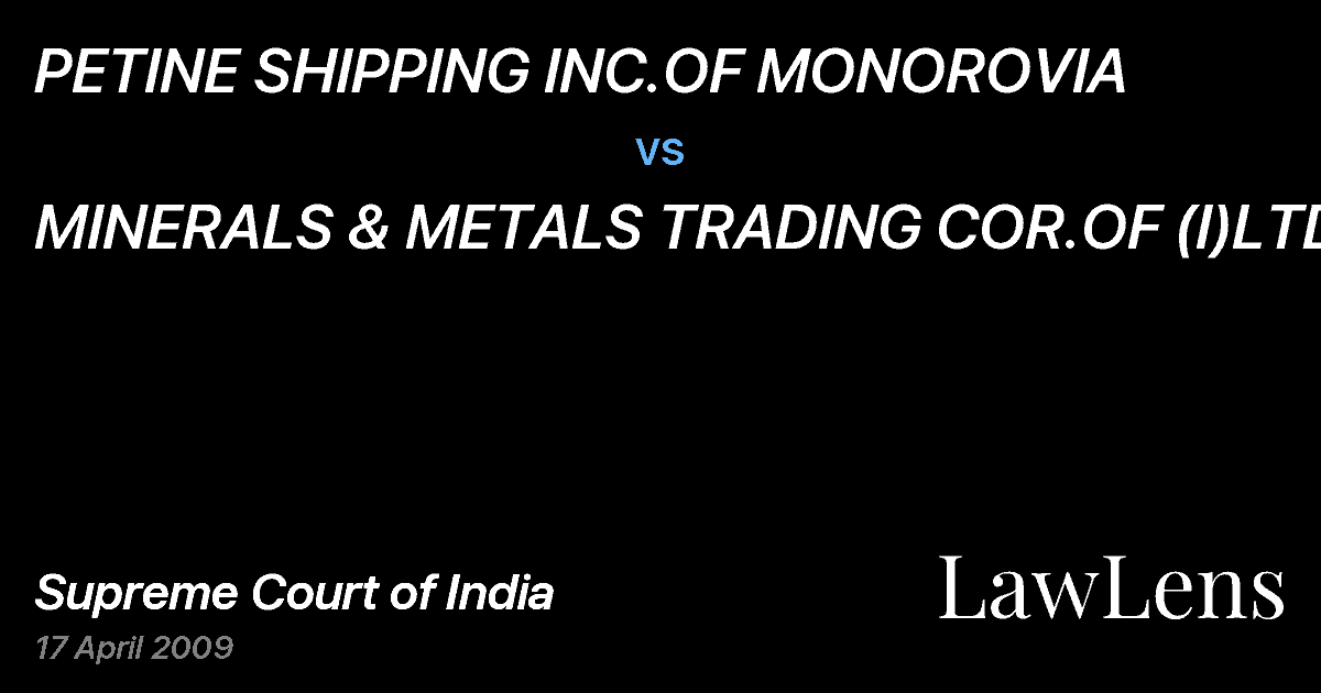 Preview image for PETINE SHIPPING INC.OF MONOROVIA vs. MINERALS & METALS TRADING COR.OF (I)LTD.