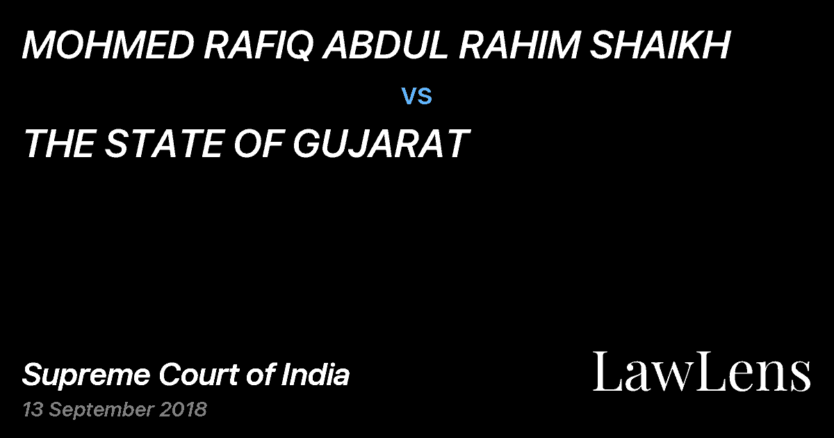 Preview image for MOHMED RAFIQ ABDUL RAHIM SHAIKH vs. THE STATE OF GUJARAT