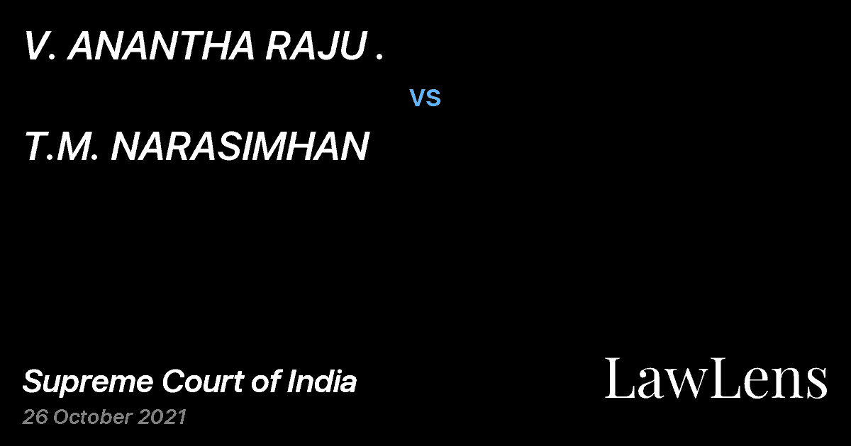 Preview image for V. ANANTHA RAJU . vs. T.M. NARASIMHAN