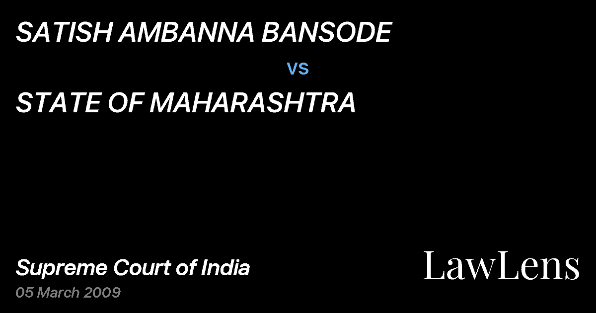 Preview image for SATISH AMBANNA BANSODE vs. STATE OF MAHARASHTRA