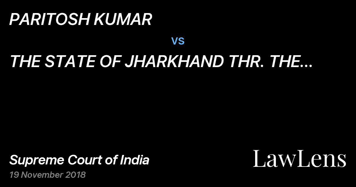 Preview image for PARITOSH KUMAR vs. THE STATE OF JHARKHAND THR. THE SECRETARY WATER RESOURCES DEPARTMENT