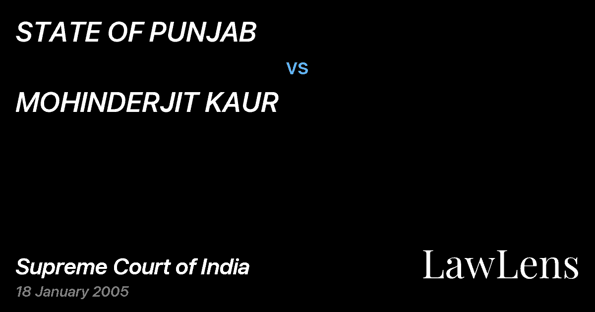 Preview image for STATE OF PUNJAB vs. MOHINDERJIT KAUR