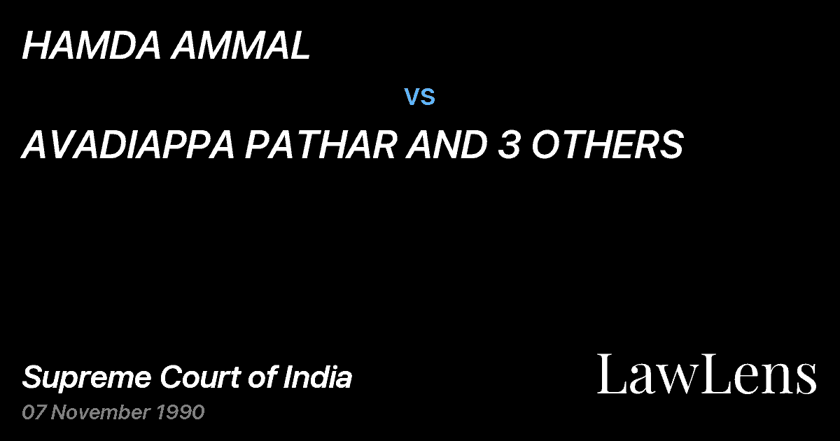 Preview image for HAMDA AMMAL vs. AVADIAPPA PATHAR AND 3 OTHERS
