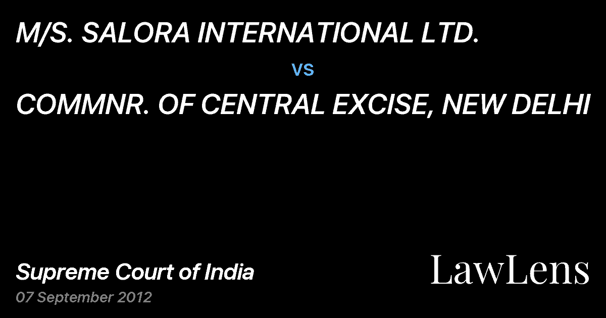 Preview image for M/S. SALORA INTERNATIONAL LTD. vs. COMMNR. OF CENTRAL EXCISE, NEW DELHI
