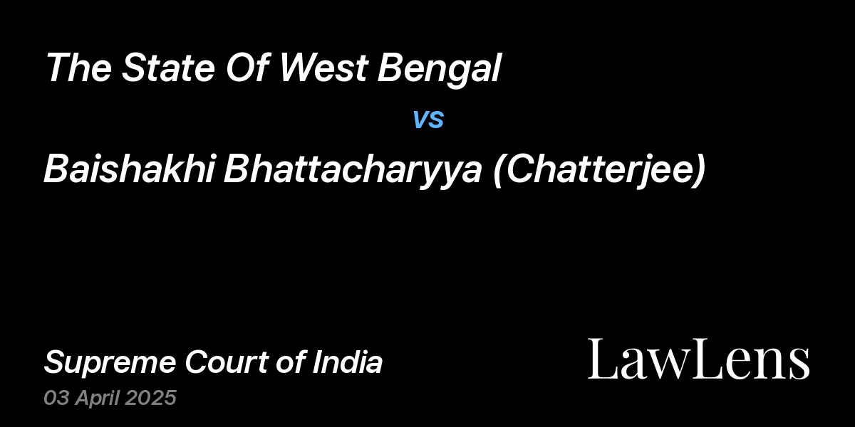 Preview image for The State Of West Bengal vs. Baishakhi Bhattacharyya (Chatterjee)