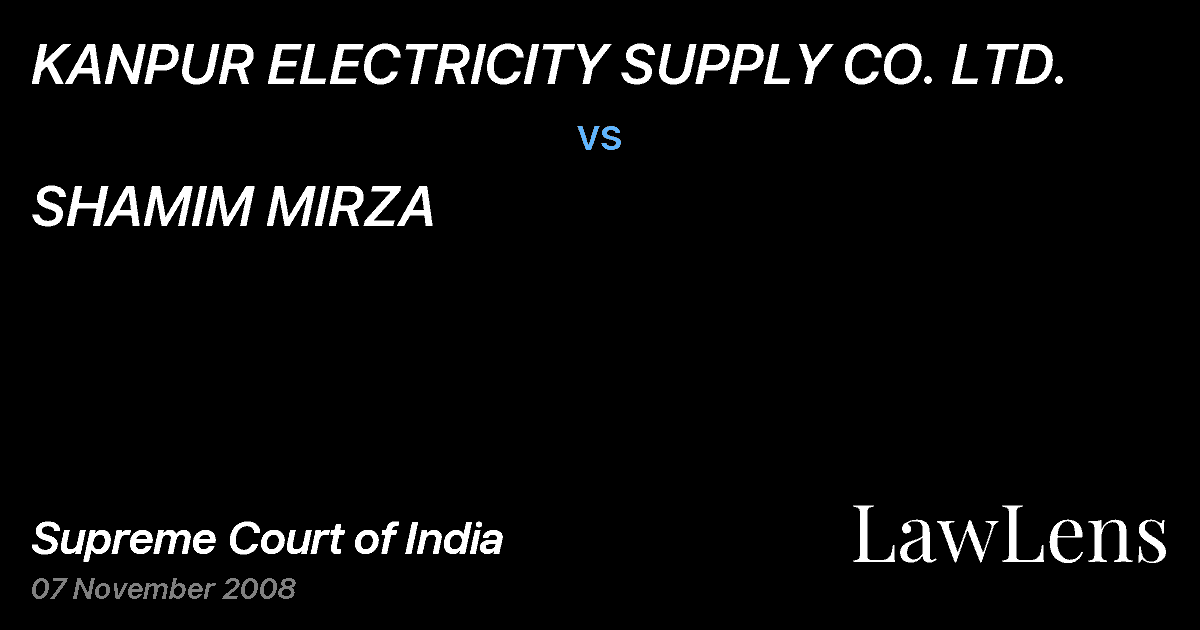 Preview image for KANPUR ELECTRICITY SUPPLY CO. LTD. vs. SHAMIM MIRZA