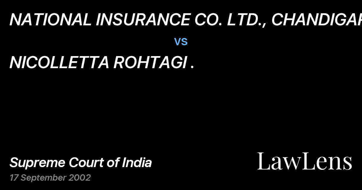 Preview image for NATIONAL INSURANCE CO. LTD., CHANDIGARH vs. NICOLLETTA ROHTAGI .