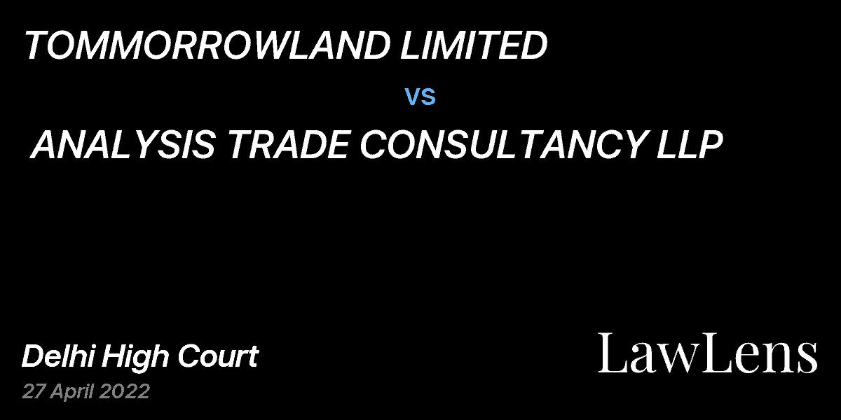 Preview image for TOMMORROWLAND LIMITED  vs.  ANALYSIS TRADE CONSULTANCY LLP