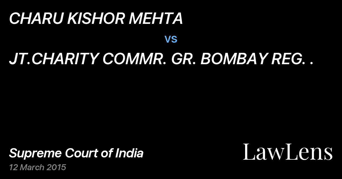 Preview image for CHARU KISHOR MEHTA vs. JT.CHARITY COMMR. GR. BOMBAY REG. .
