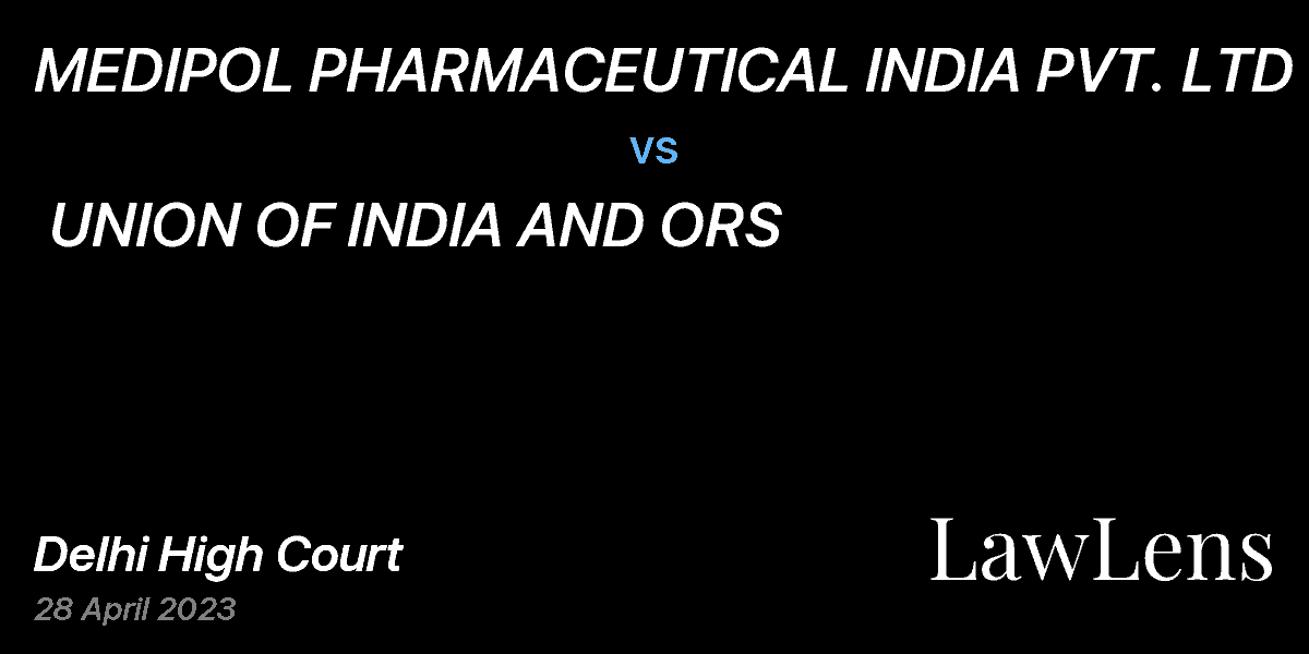 Preview image for MEDIPOL PHARMACEUTICAL INDIA PVT. LTD  vs.  UNION OF INDIA AND ORS