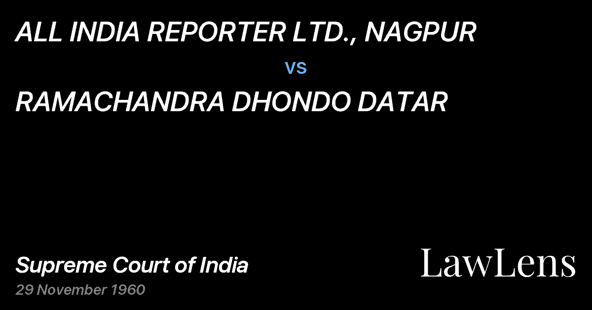 Preview image for ALL INDIA REPORTER LTD., NAGPUR vs. RAMACHANDRA DHONDO DATAR